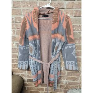 On Blue Open Front Hooded Cardigan, Women's Medium